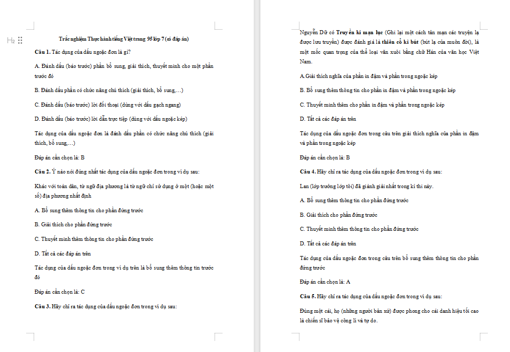 Ngữ văn 7 Bài 4: Thực hành tiếng Việt trang 95