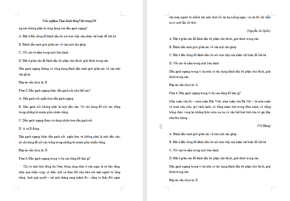 Ngữ văn 7 Bài 5: Thực hành tiếng Việt trang 110