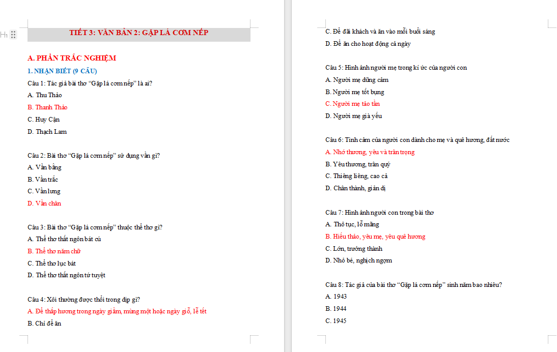 Ngữ văn 7 Bài 2: Gặp lá cơm nếp