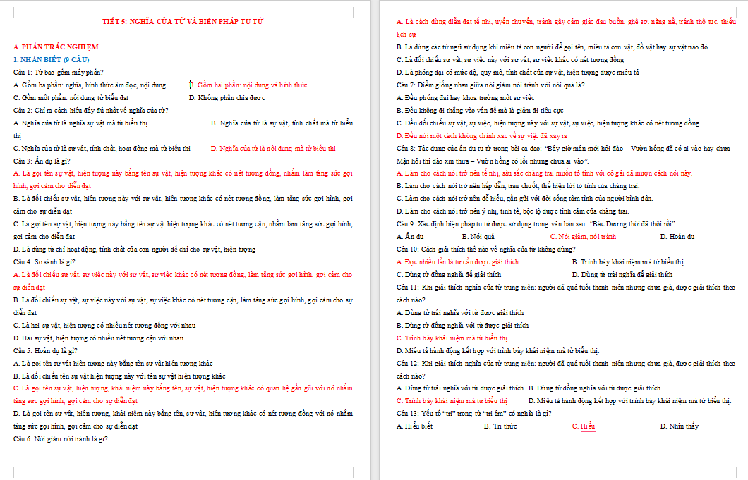 Ngữ văn 7 Bài 2: Thực hành tiếng Việt trang 47