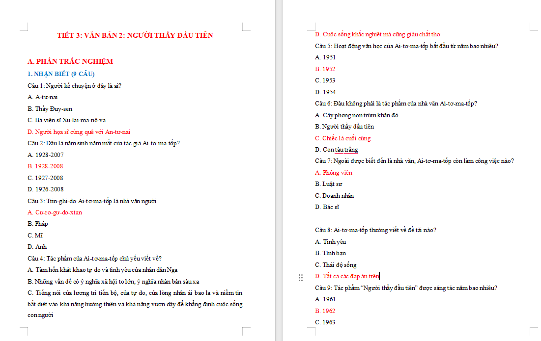 Ngữ văn 7 Bài 3: Người thầy đầu tiên