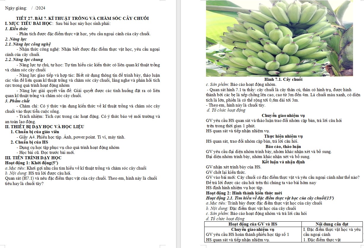 Kế hoạch bài dạy Công nghệ 9 KNTT Bài 7