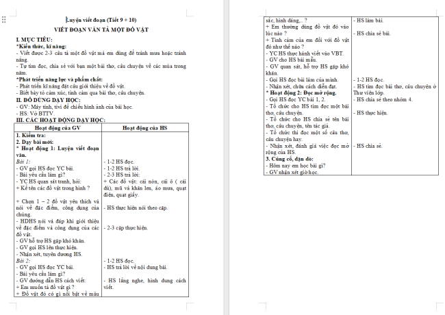 Giáo án Tiếng Việt 2 Bài 2: Viết đoạn văn tả một đồ vật. Đọc mở rộng