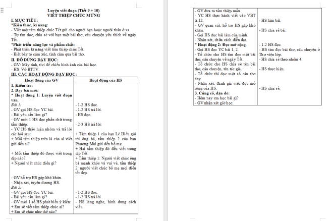 Giáo án Tiếng Việt 2 Bài 4: Viết thiệp chúc Tết. Đọc mở rộng