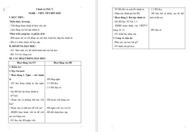 Giáo án Tiếng Việt 2 Bài 4: Nghe - viết Tết đến rồi
