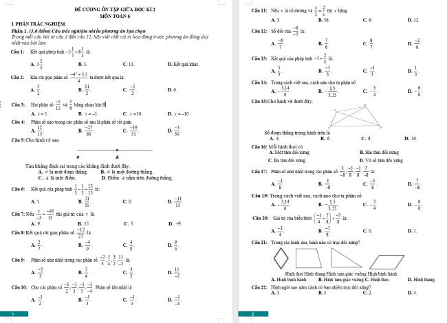 Đề cương giữa học kì 2 môn Toán 6 sách Cánh diều