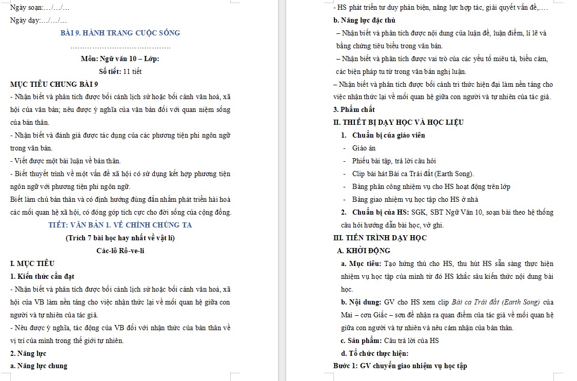 Giáo án Bài Về chính chúng ta Ngữ văn 10 KNTT