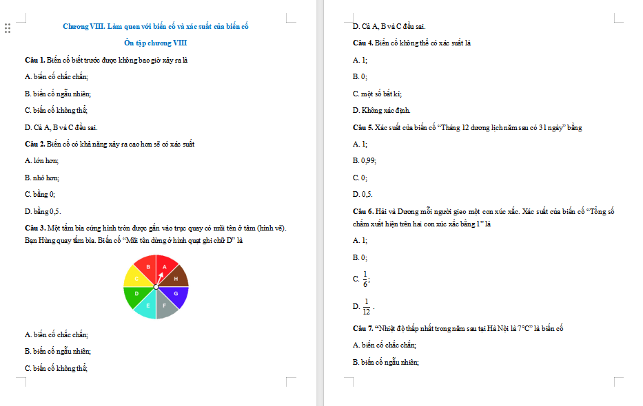 Toán 7 Bài tập cuối chương 8
