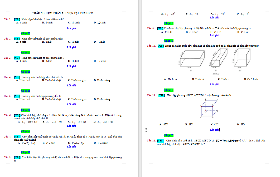 Toán 7 Luyện tập chung trang 92