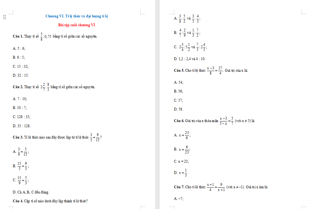 Toán 7 Bài tập cuối chương 6