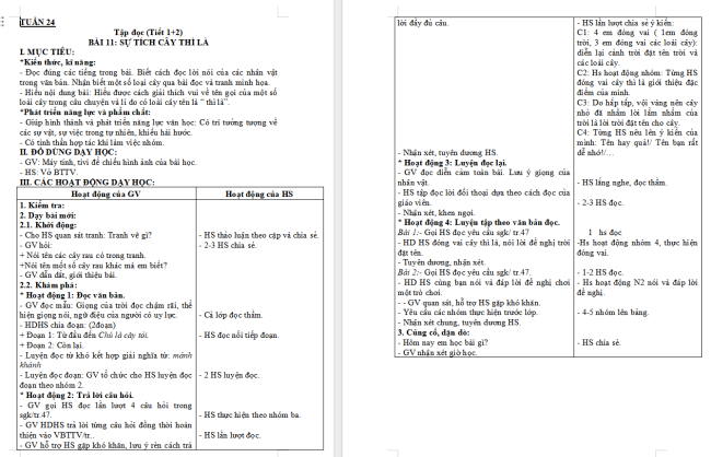 Giáo án Tiếng Việt 2 Bài 11: Sự tích cây thì là