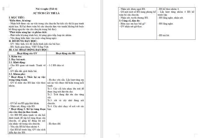 Giáo án Tiếng Việt 2 Bài 11: Kể chuyện Sự tích cây thì là