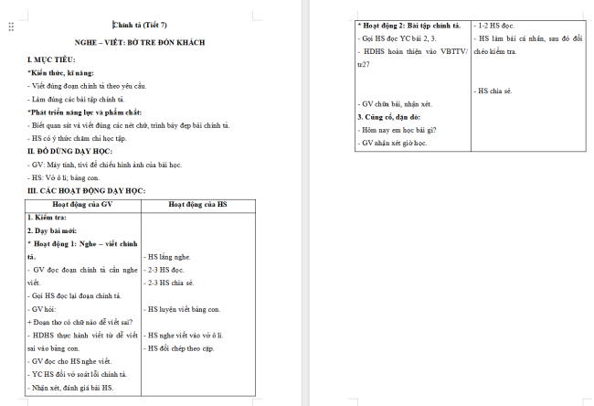 Giáo án Tiếng Việt 2 Bài 12: Nghe - viết Bờ tre đón khách