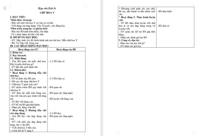 Giáo án Tiếng Việt 2 Bài 15: Chữ hoa Y