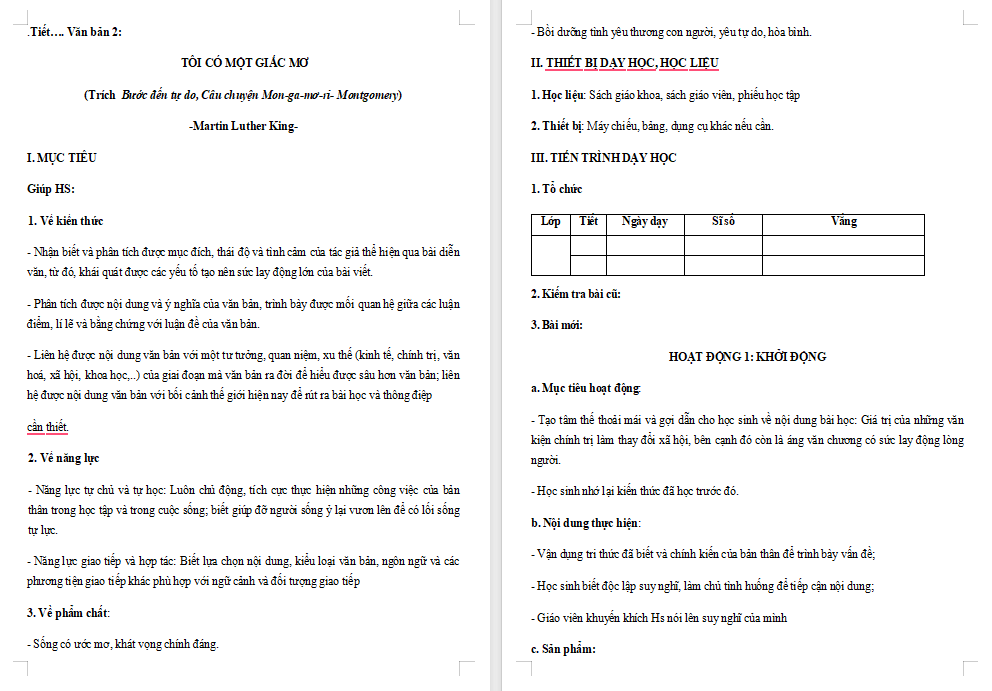 Ngữ văn 11 Bài 3: Tôi có một ước mơ