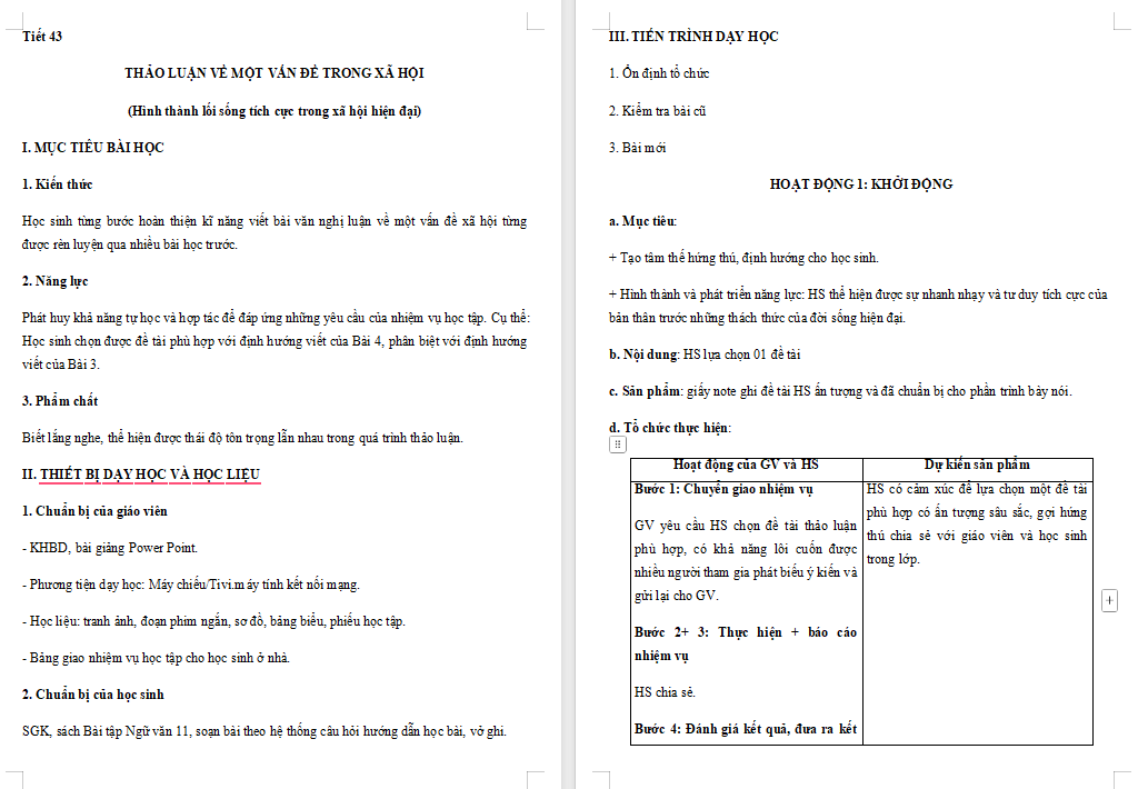 Ngữ văn 11 Bài 4: Thảo luận về một vấn đề trong đời sống