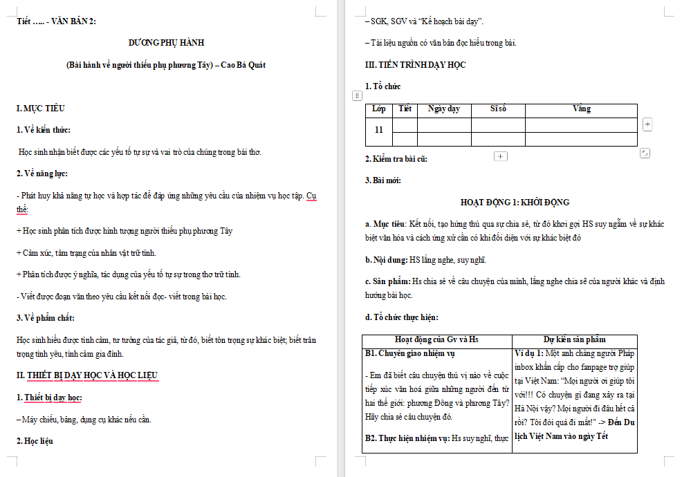 Ngữ văn 11 Bài 4: Dương phụ hành