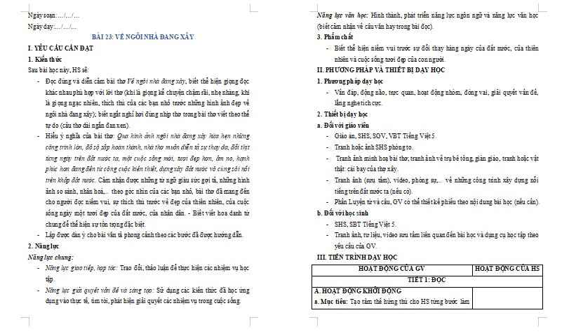 Bài 23: Về ngôi nhà đang xây