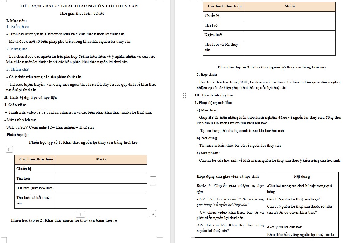 Kế hoạch bài dạy Công nghệ 12 KNTT Bài 27