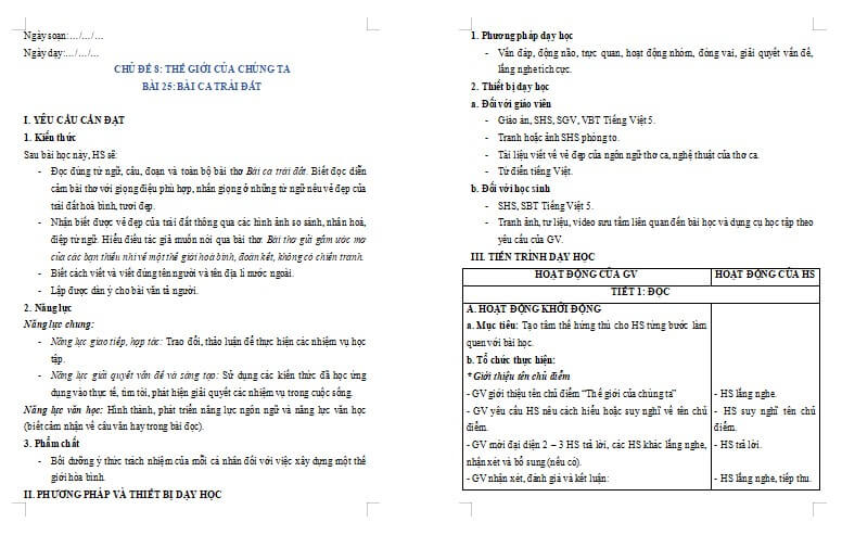 Bài 25: Bài ca trái đất