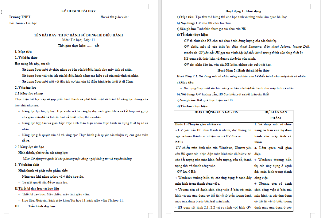 Giáo án PowerPoint Tin học 11 Bài 2