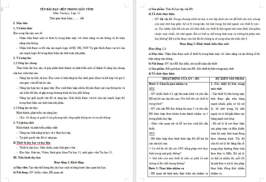 Giáo án PowerPoint Tin học 11 Bài 4