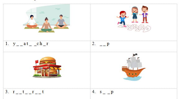 Look and complete the words