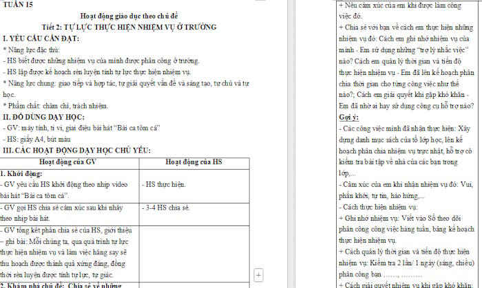 Giáo án Hoạt động trải nghiệm 4 Kết nối tri thức Tuần 15