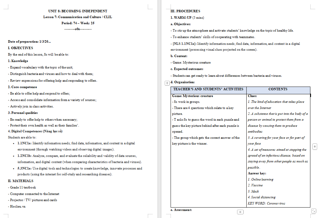 Tiếng Anh 11 Unit 8: Communication and Culture