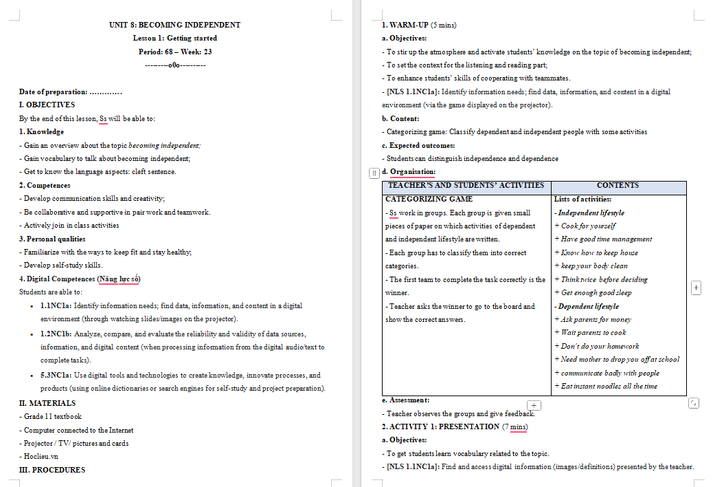 Tiếng Anh 11 Unit 8: Getting Started