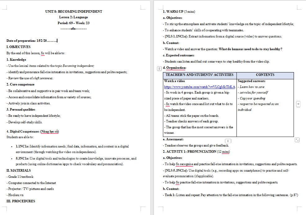 Tiếng Anh 11 Unit 8: Language
