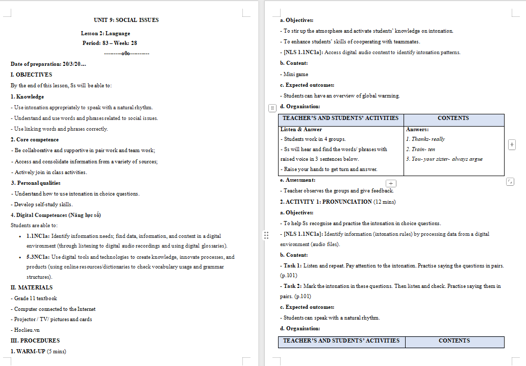 Tiếng Anh 11 Unit 9: Language