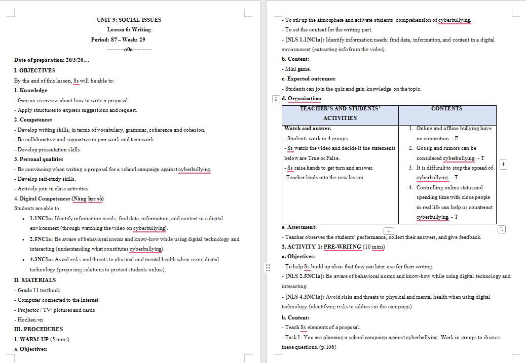 Tiếng Anh 11 Unit 9: Writing