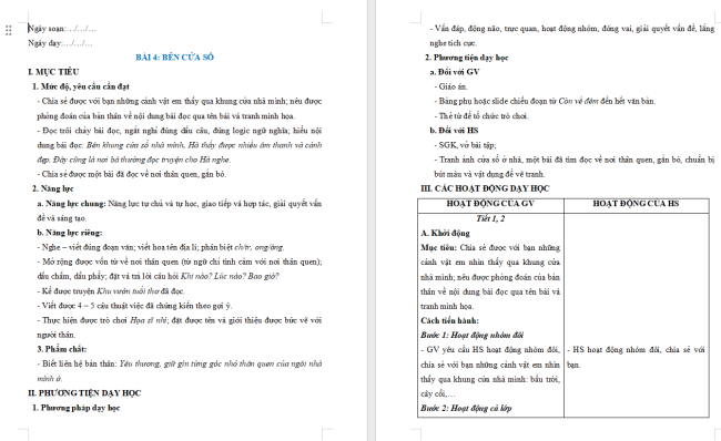 Giáo án Tiếng Việt 2 Bài 4: Nghe - viết Bên cửa sổ. Viết hoa tên địa lí, phân biệt ch/tr, ong/ông