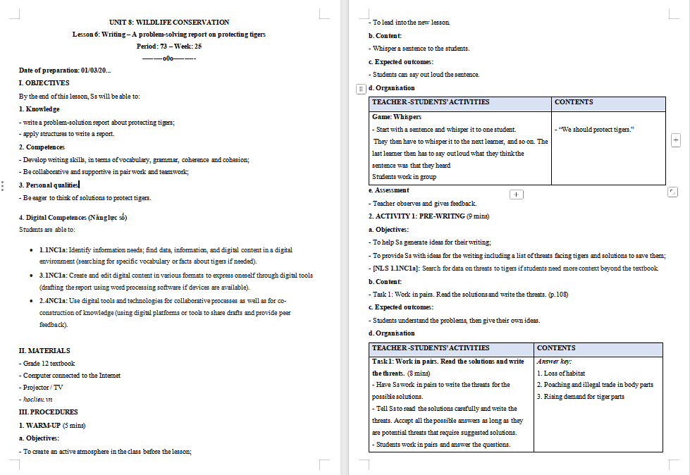 Tiếng Anh 12 Unit 8: Writing