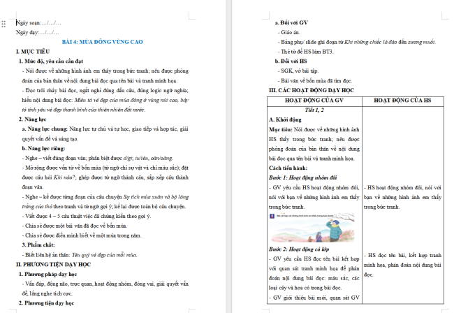 Giáo án Tiếng Việt 2 Bài 4: Nghe - viết Mưa cuối mùa