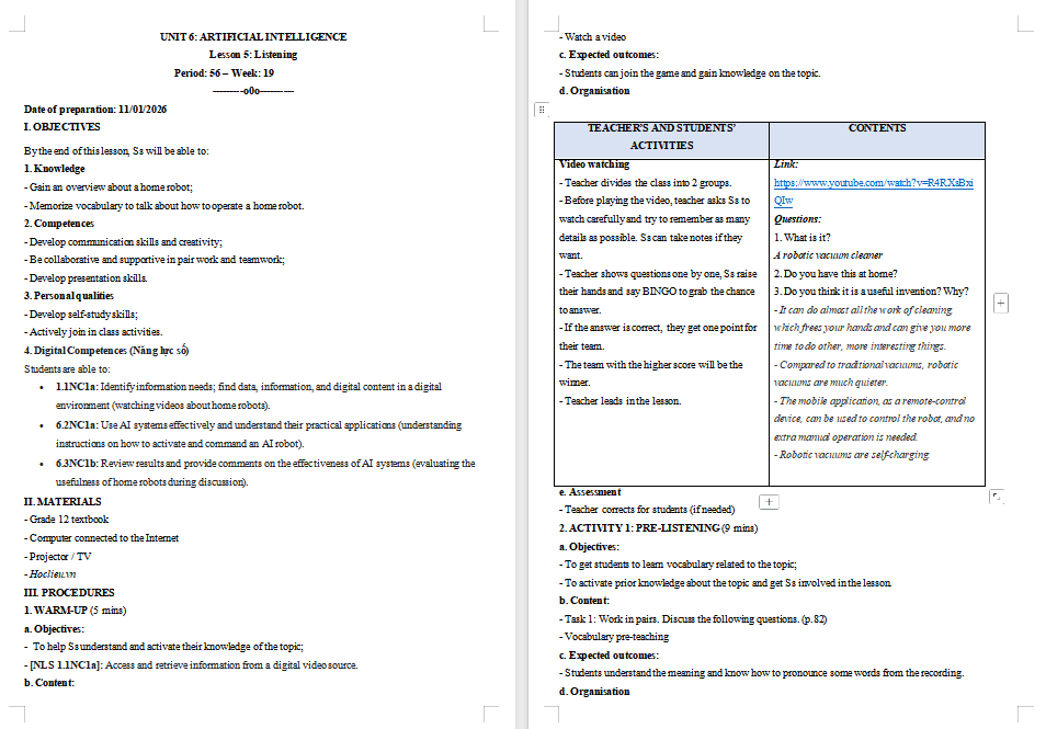 PowerPoint Tiếng Anh 12 Unit 6: Listening