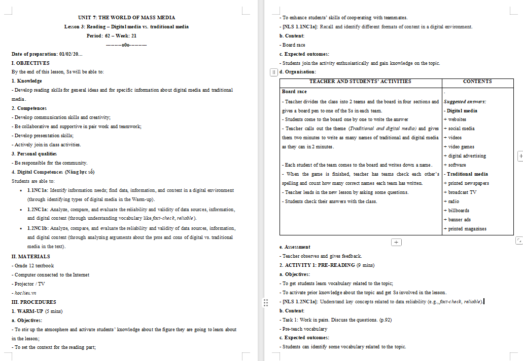 PowerPoint Tiếng Anh 12 Unit 7: Reading