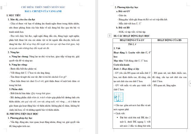 Giáo án Tiếng Việt 2 Bài 1: Từ chỉ sự vật. Câu kiểu Ai làm gì?