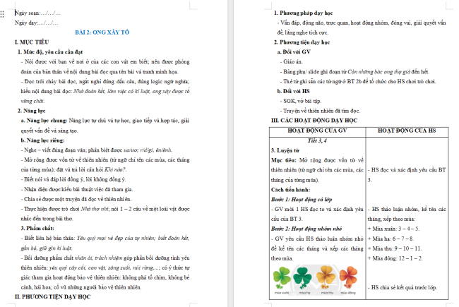 Giáo án Tiếng Việt 2 Bài 2: Mở rộng vốn từ Thiên nhiên. Nói và đáp lời đồng ý, lời không đồng ý