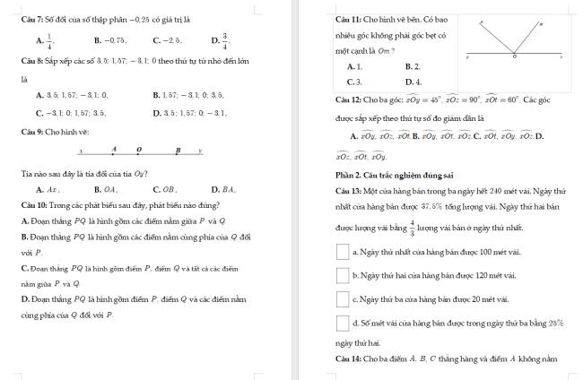 Đề thi học kì 2 Toán 6 Cánh diều