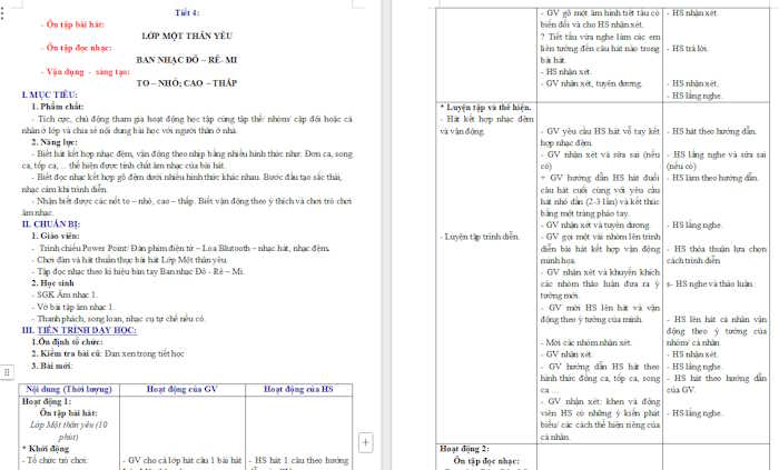 Giáo án Âm nhạc 1