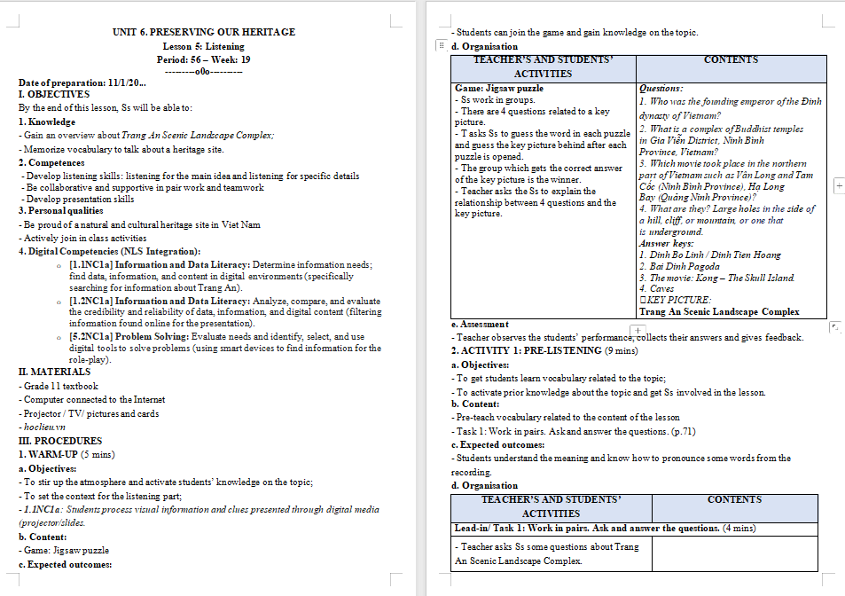 PowerPoint Tiếng Anh 11 Unit 6: Listening