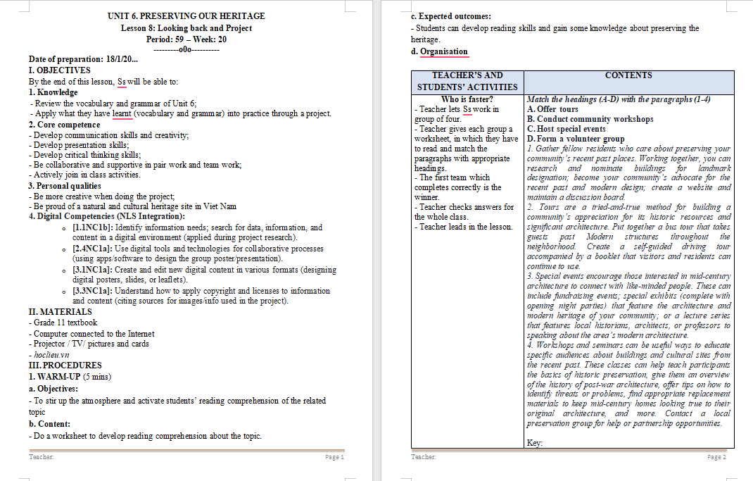 PowerPoint Tiếng Anh 11 Unit 6: Looking Back