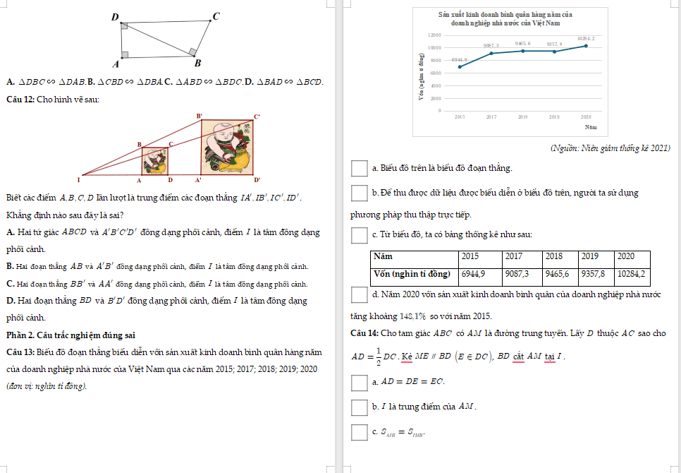 Đề thi cuối kì 2 môn Toán 8 Cánh diều