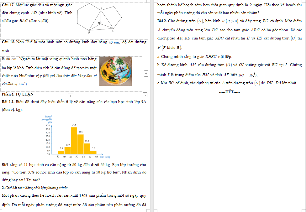 Đề thi cuối học kì 2 Toán 9
