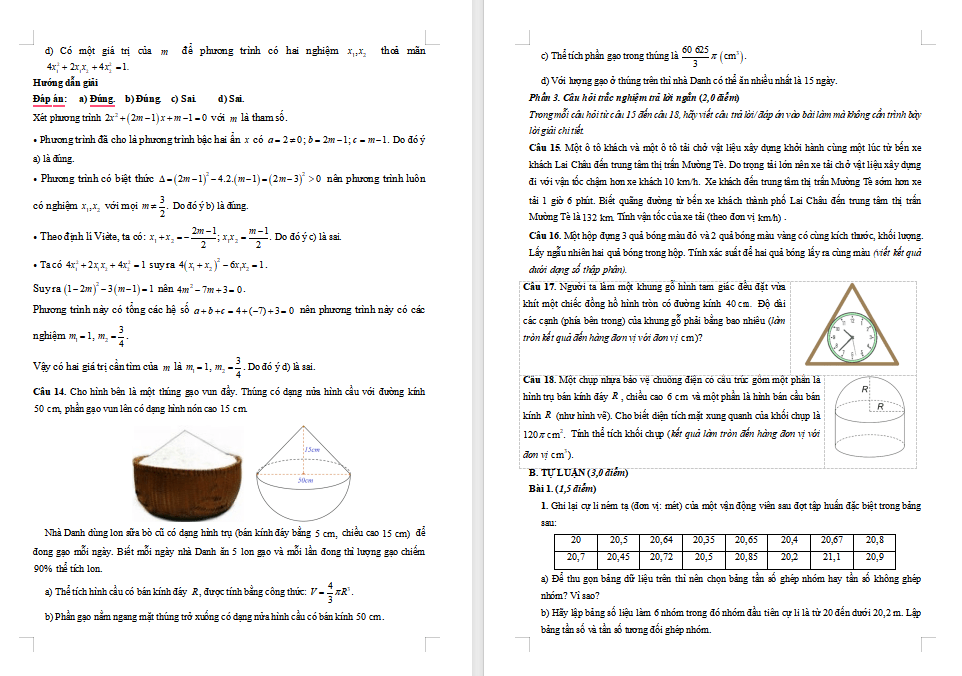 Đề thi cuối học kì 2 Toán 9