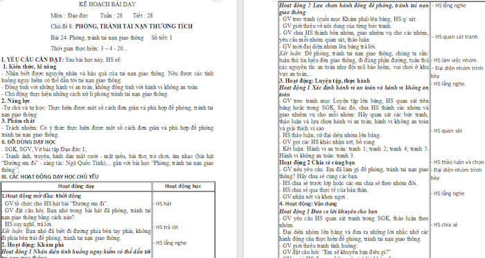 Giáo án Bài 24: Phòng, tránh tai nạn giao thông