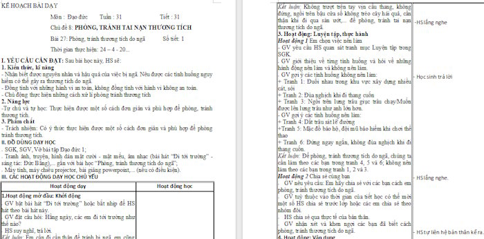 Giáo án Bài 27: Phòng, tránh thương tích do ngã