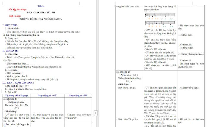 Giáo án Âm nhạc 1